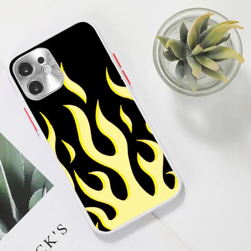 

Fashion Red Flames Fitted Phone Case Clear matte transparent For white iPhone 7 8 x xs xr 11 12 pro plus max mini Funda
