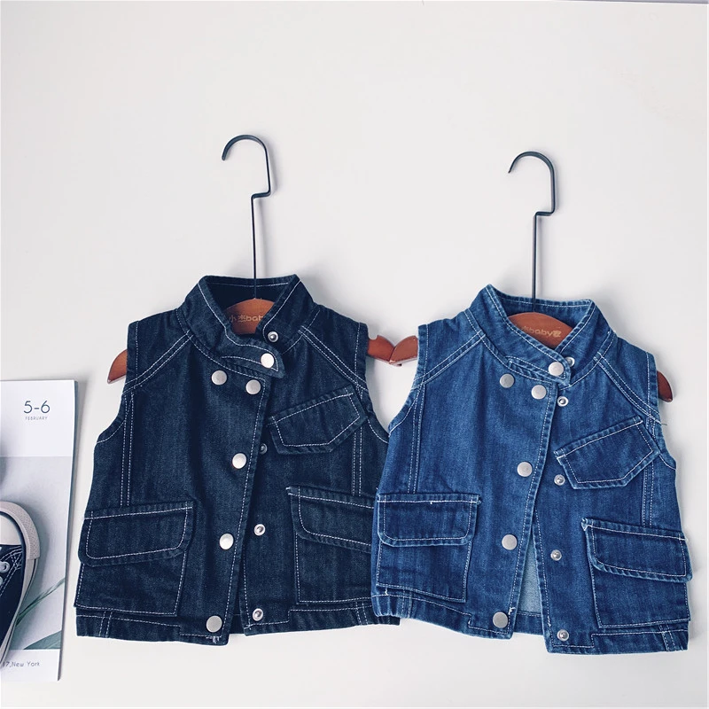 Женский джинсовый жилет джинсовая куртка для мальчиков на весну и осень верхняя