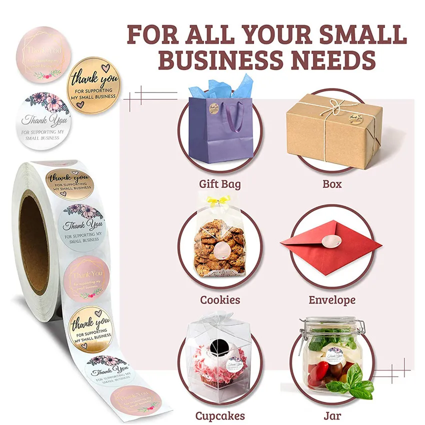 500 шт./рулон Благодарим Вас за поддержку моего малого бизнеса круглых наклеек для