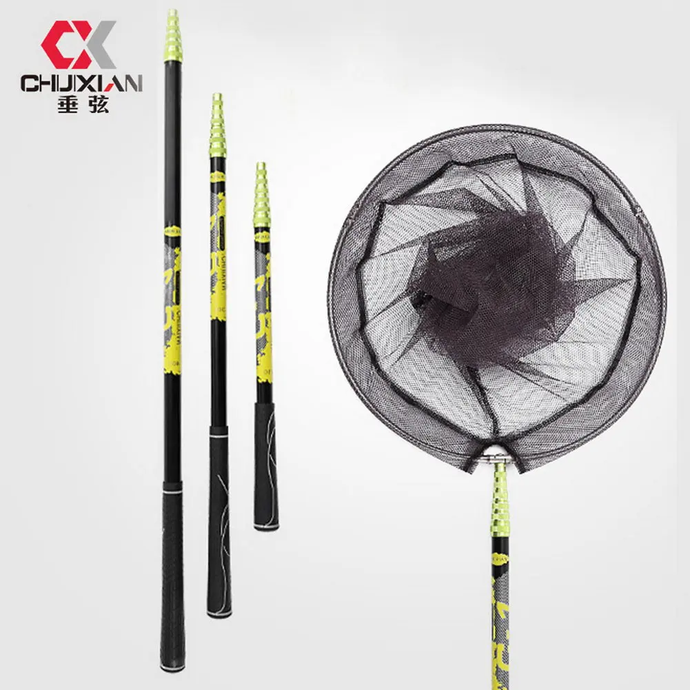 Fishing Net Fish Landing Foldable Collapsible Telescopic Pole Handle Durable Mesh Tackle tank Hole Depth Dipfor | Спорт и