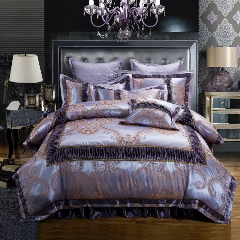 Золотисто-красный роскошный свадебный комплект постельного белья размер King и Queen