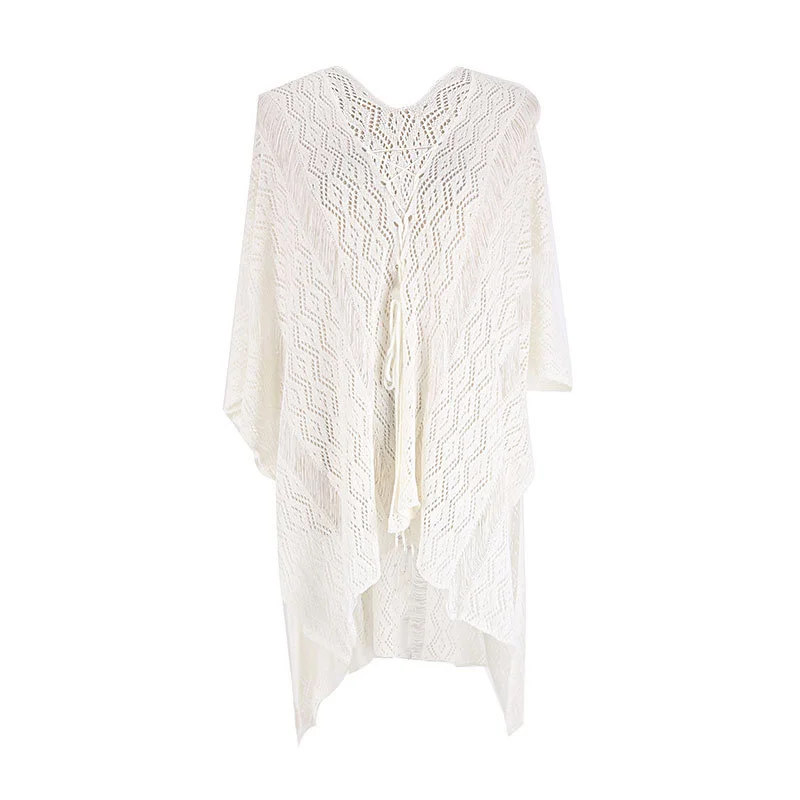 

New White Sexy Hollow Out T-shirt Beach Blouse Seaside Holiday Skirt Bikini Swimsuit With Sunscreen