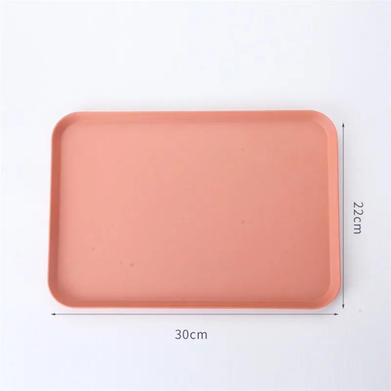 Small Pink 1 pcs Rectangle Fruit Bamboo Fiber Plates Storage Tray Family Dessert Dish Snack Dish Party Home Maintenance Tray Plate petisco - Цвет: Small Pink