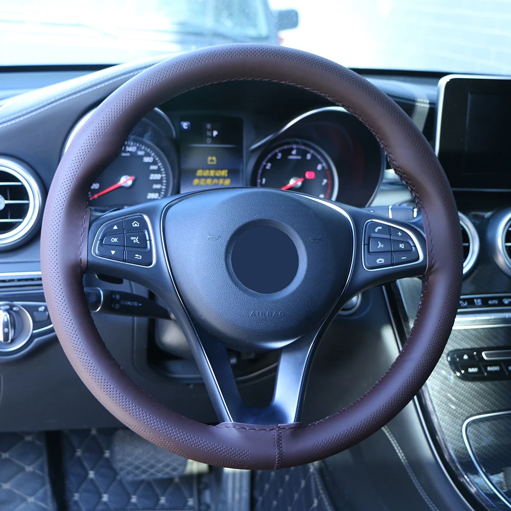 O SHI CAR Чехол на руль из мягкой волокнистой кожи универсальный 38 см авто рукав
