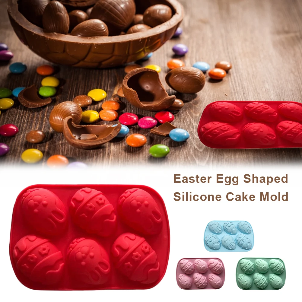

6-cavity Easter Egg Shaped Silicone Mold Bunny Baking Molds For Chocolate Candy Gummy Ice Cube Jelly Cake Kitchen Tools