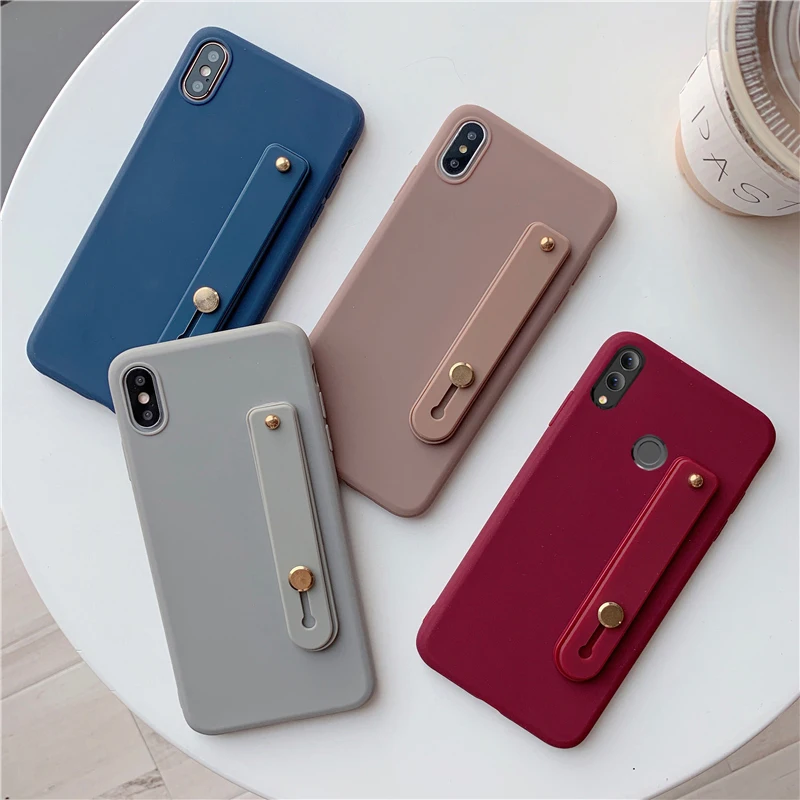 Чехол карамельного цвета для Huawei Honor 10 8 9 Lite силиконовый чехол с ремешком на