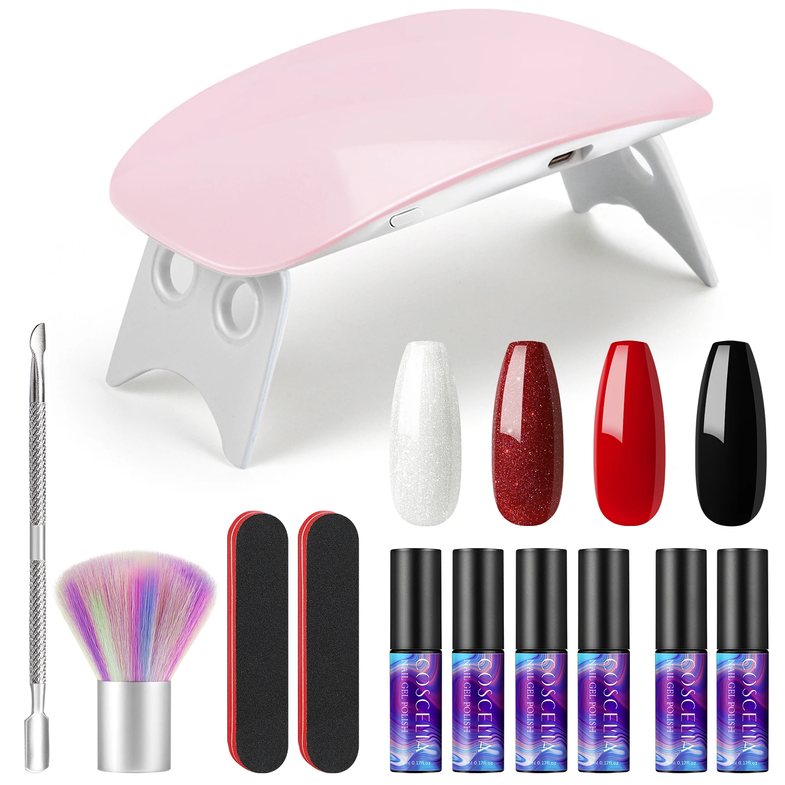 

COSCELIA 5ml Nail Set With Lamp Top Base Coat Complete Gel Polish Set Professional Manicure Soak-off Nail Art Tools Kit