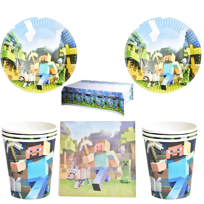 

61 шт./лот Мой Мир тема День Рождения Детские полотенца для душа скатерть тарелки чашки для девочек Детские сувениры Декор товары для меропри...