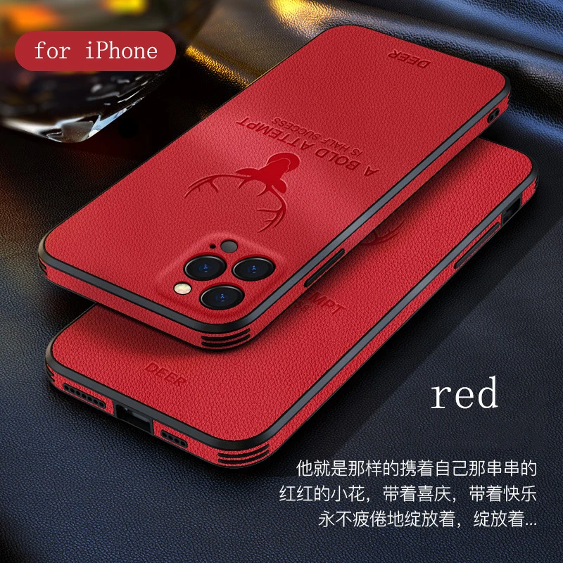 Противоударный чехол для телефона с оленем IPhone 7 8 Plus 11 12 13 Pro Promax Mini X XS Xr Xsmax Кожаные