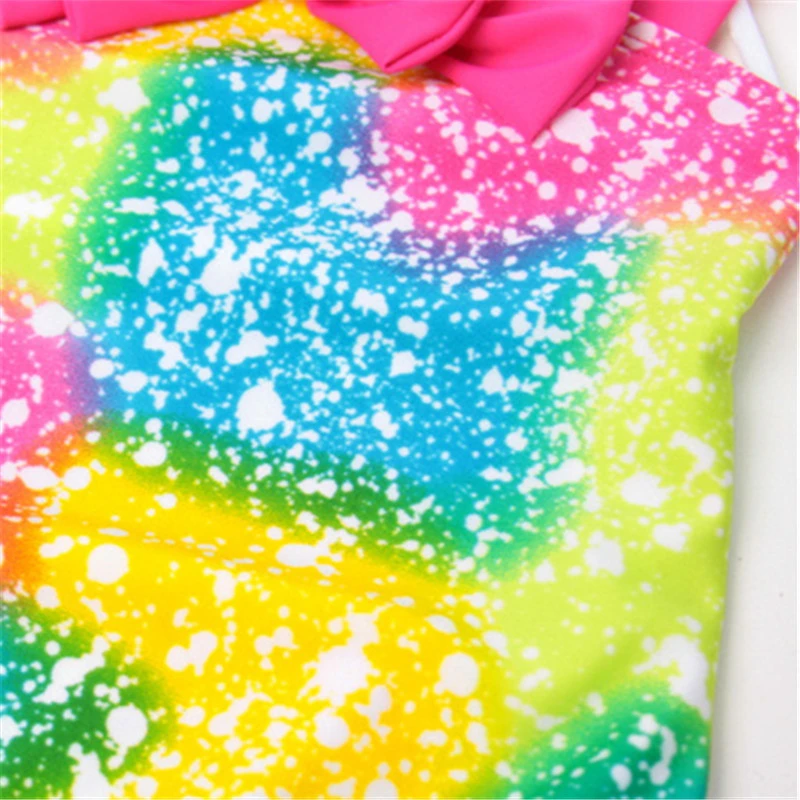 Слитный купальник для девочек 2 7 лет детская одежда плавания с красочным узором