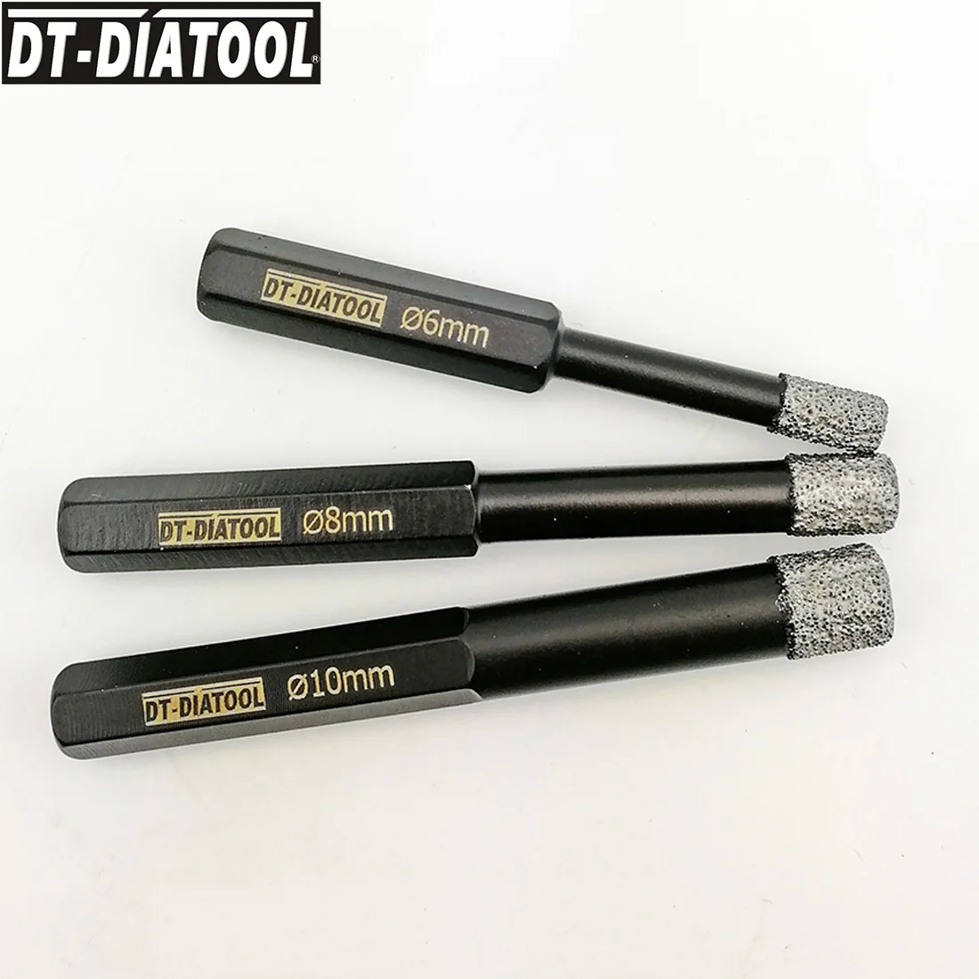 

DT-DIATOOL 3pcs/set Dia 6/8/10mm Dry Vacuum Brazed diamond drilling Core bits with Hex shank drill hole saw for granite marble