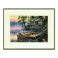 top quality beautiful lovely counted cross stitch kit morning lake village boat vessel house cottage home dim 65091