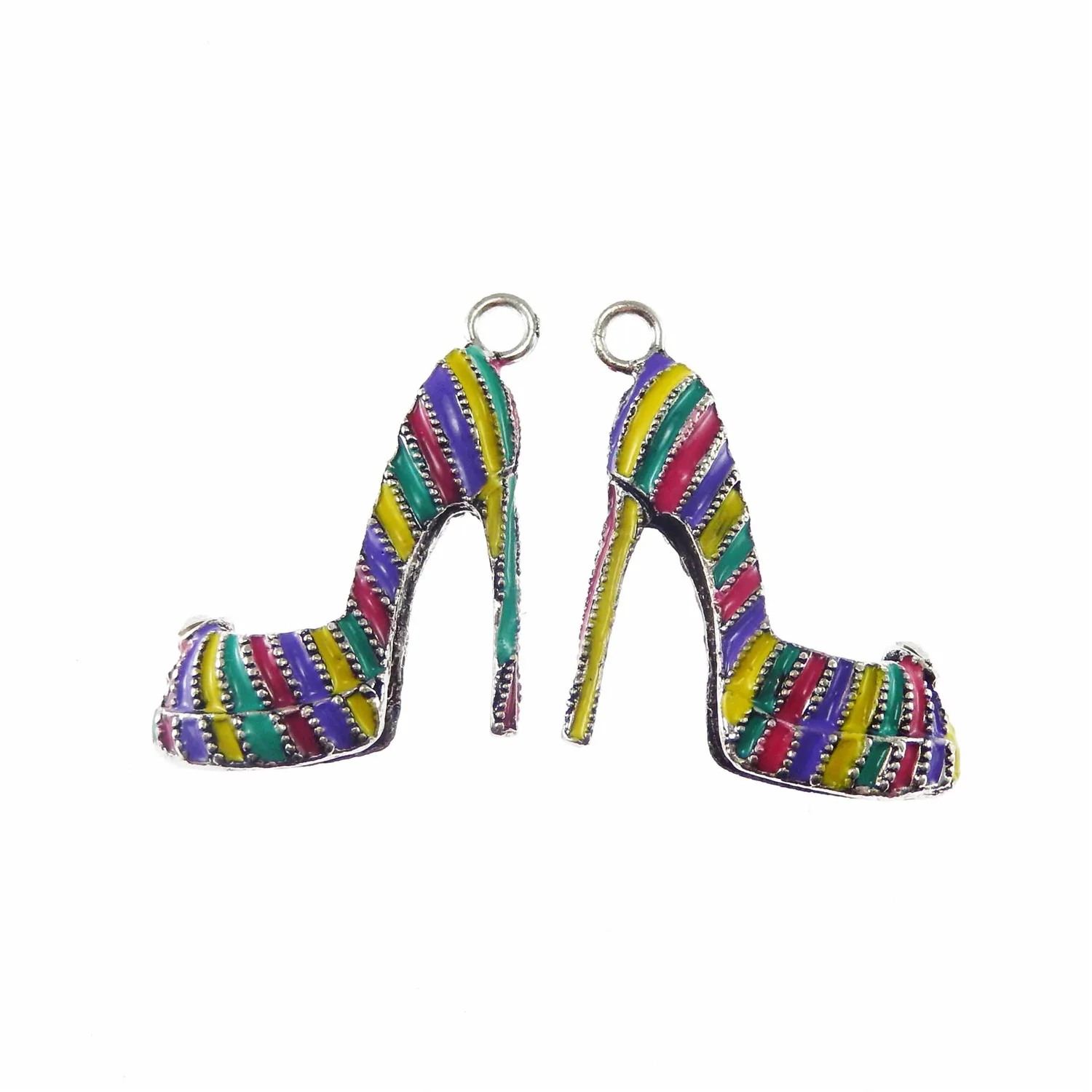 GraceAngie 4PCS Rainbow Enamel High Heel Shoe Charms for Women - Fashion Pendant for DIY Bracelet Necklace image 6