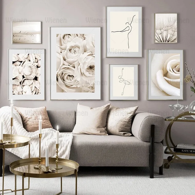 

Flowers Scenery Pictures Wall Art Canvas Painting Modern Nordic Abstract Line Dancing Figure Posters and Prints for Home Design