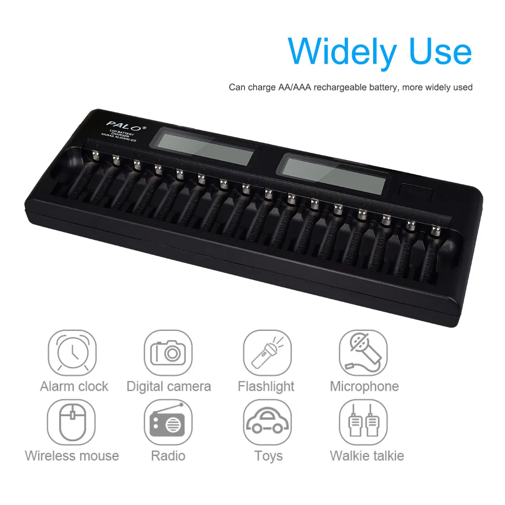 Зарядное устройство 16 слотов ЖК-смарт-зарядное для батарей AA AAA Ni-MH Ni-Cd 1 2 В шт. nimhAA