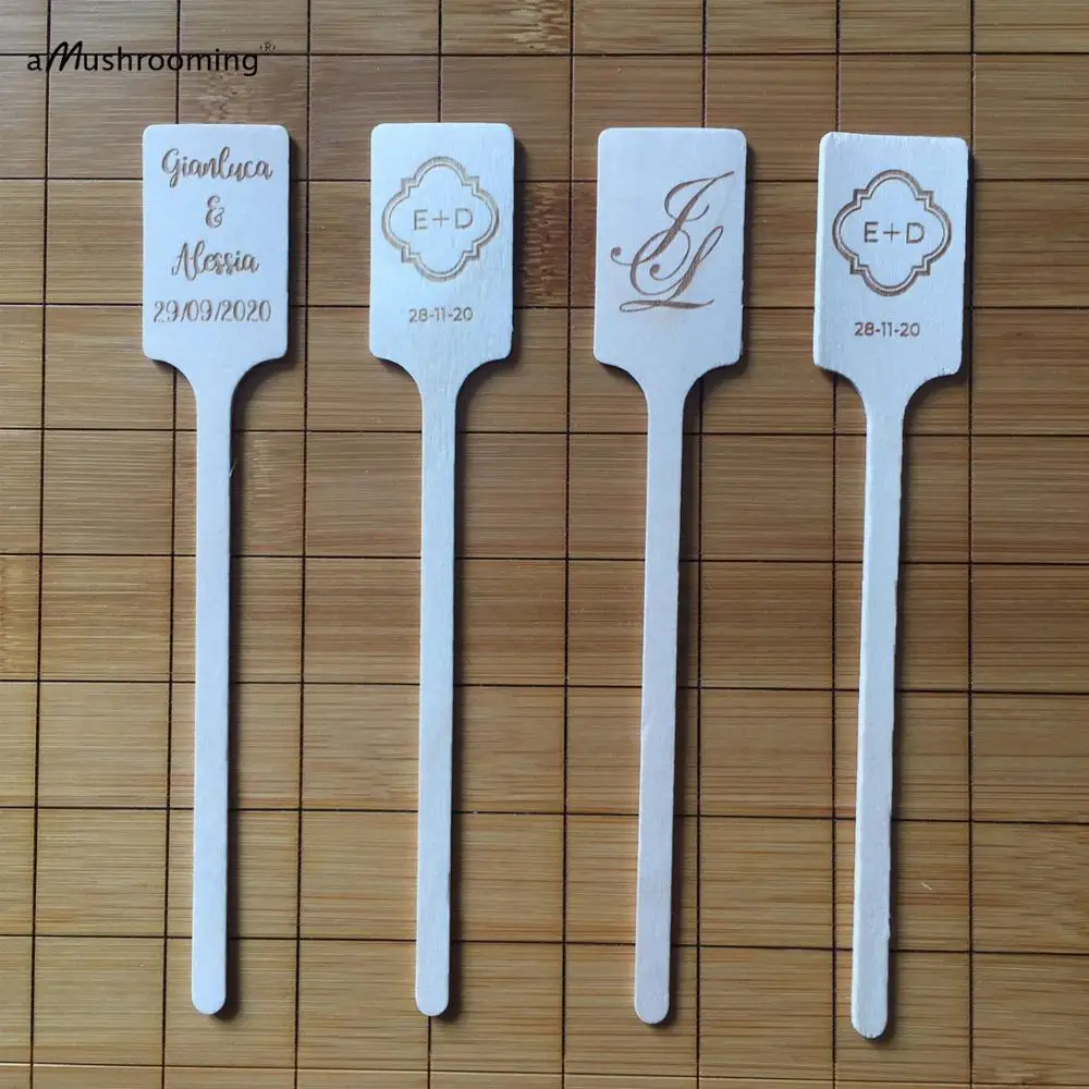 Рустикальное свадебное название коктейльные мешалки на заказ выгравированный