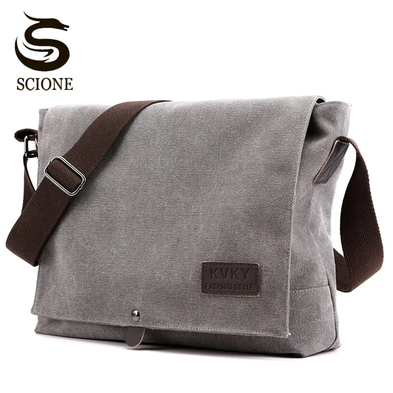 Повседневная холщовая сумка-мессенджер для мужчин винтажные большие сумки через