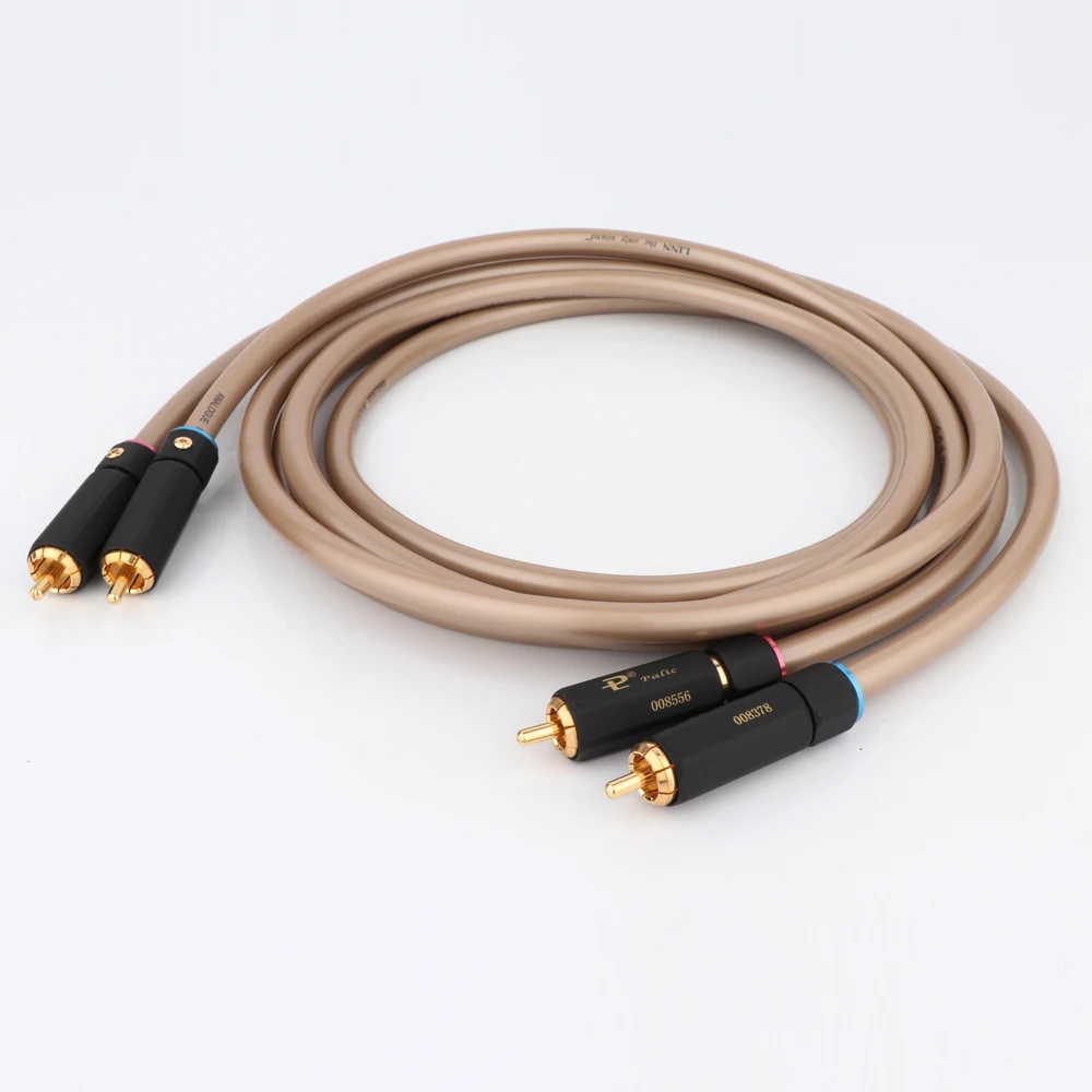 One Pair Analogue Interconnect 5N Copper Audio RCA Signal Cable With Gold Plated Palic RCA plug connector