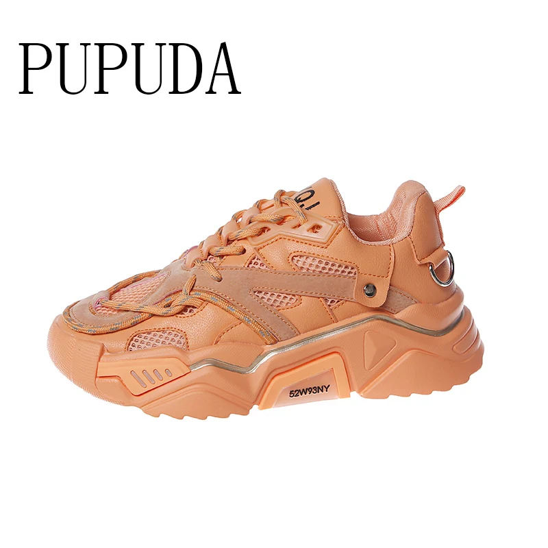 

PUPUDA массивные женские кроссовки из сетчатого материала; Обувь на платформе; Новая Повседневная обувь на танкетке 5,5 см высоком каблуке; Спор...