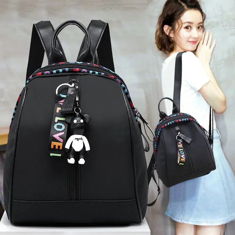 

Женский рюкзак с лентой, наплечная сумка в стиле преппи, нейлоновая прочная дорожная сумка, вместительная школьная сумка, простые универсал...