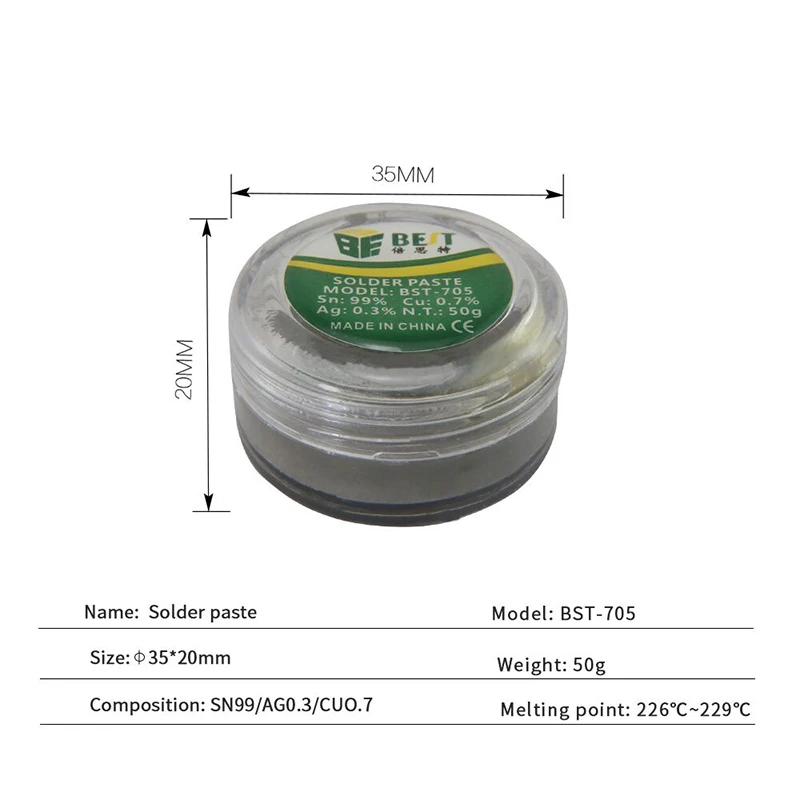 

BST-705 Solder Paste 50g Strong Adhesive Lead Free With Silver Tin Soldering Flux For Bga Rework Station