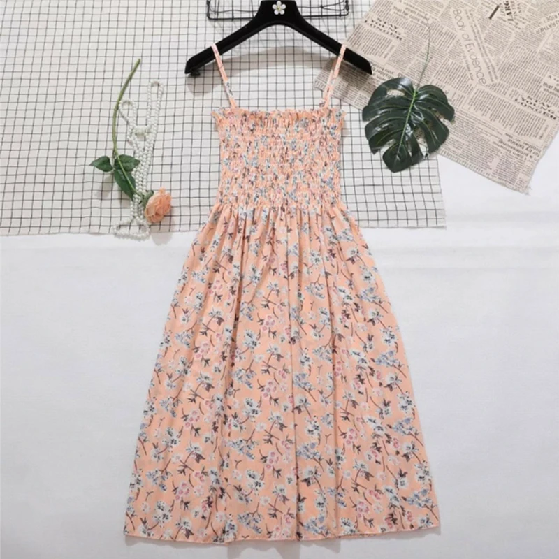 

Платье женское летнее без рукавов, цветочный рисунок, на бретельках, в богемном стиле, T97