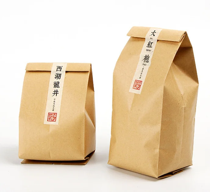 100 шт крафт бумага Боковая Сумка со вставками вынос закуска печенья Чай Упаковка