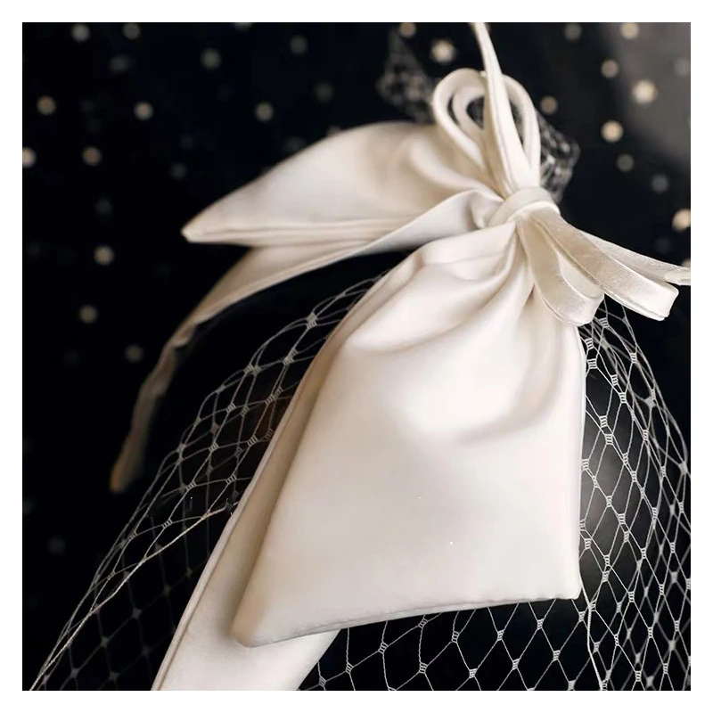 Белый атласный бант аксессуары для волос свадебные невесты украшение фотосъемки