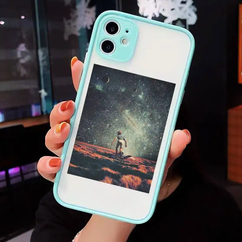 

Interesting life and universe Phone Case For iPhone 12 11 Mini Pro XR XS Max 7 8 Plus X Matte transparent blue Cover