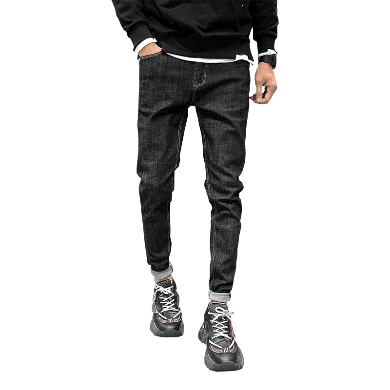 

Top Quality Men Jeans Fashion 2020 Spring New Black Jeans Men Elastic Slim Fit Comfortable Casual Denim Trousers Men 28-24 Sale
