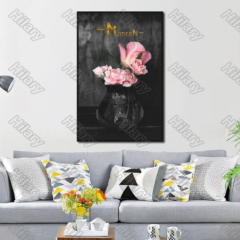 

Posters a Bouquet of Flowers Pink Plant Painting and Prints Wall Art Decoration for Living Room and Bedroom 2Pcs Frameless