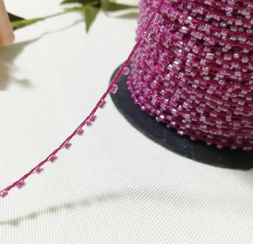 1 м Последние 3D фиолетовые кружевные хрустальные бусины Блестки из бисера ткань