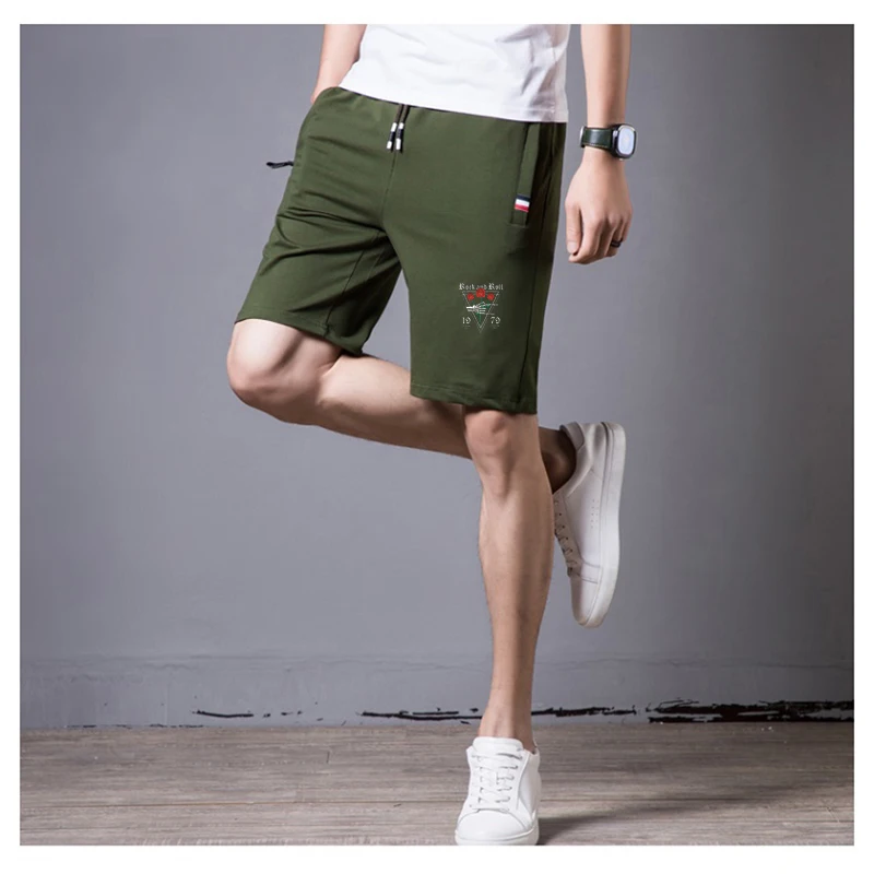 

Summer Men's Knee Length Shorts Casual Fitness Breathable 2021 New Rose Printing Zipper Pockets Male Sweatpants S-5XL