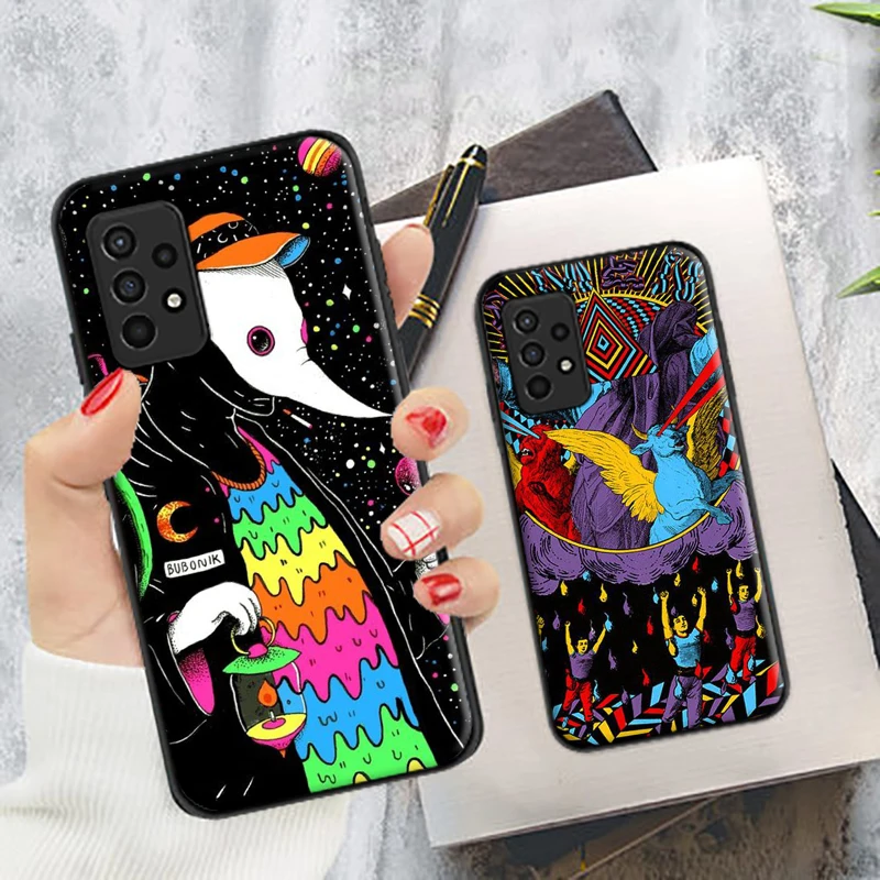 

Colourful Psychedelic Trippy Art Phone Case For Samsung Galaxy A51 4G 5G A52 4G 5G A71 4G 5G A72 4G 5G Mandala Chakra Yoga Coque