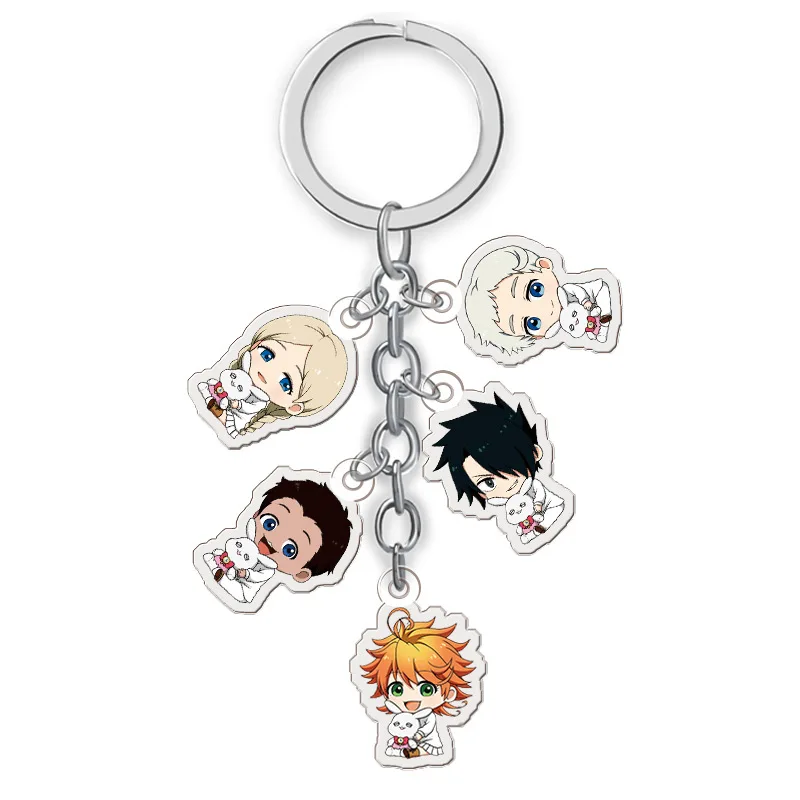 Anime The Promised Neverland Keychain Acrylic Pendants Cute Cartoon Bag Key Chains Cosplay Jewelry Gift