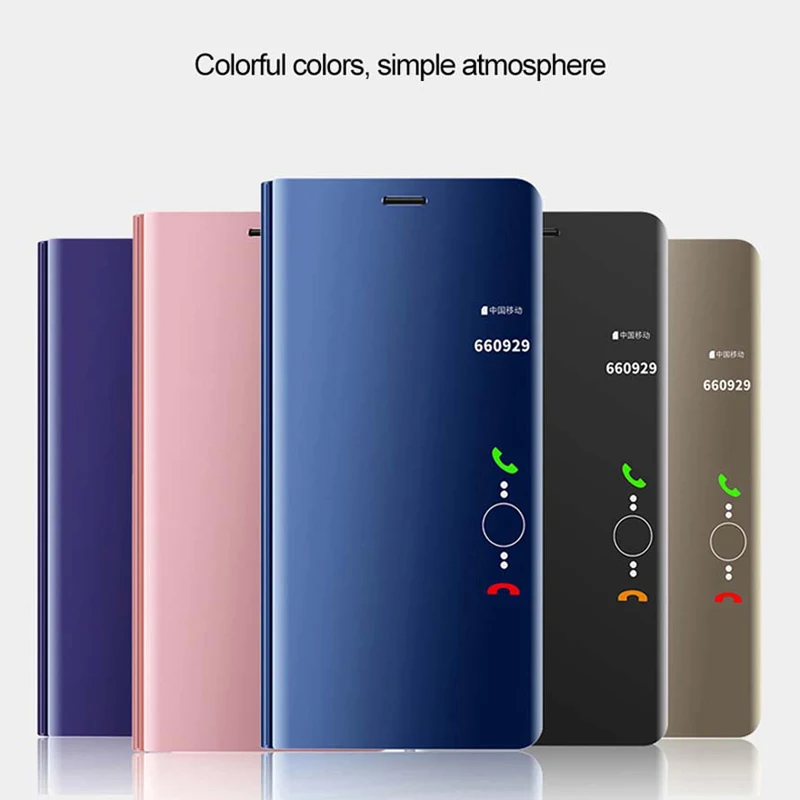 luxury smart mirror flip phone case for oneplus 6t 6 5t clear view back cover accessory coque on oneplus 7 pro fundas one plus 7 free global shipping