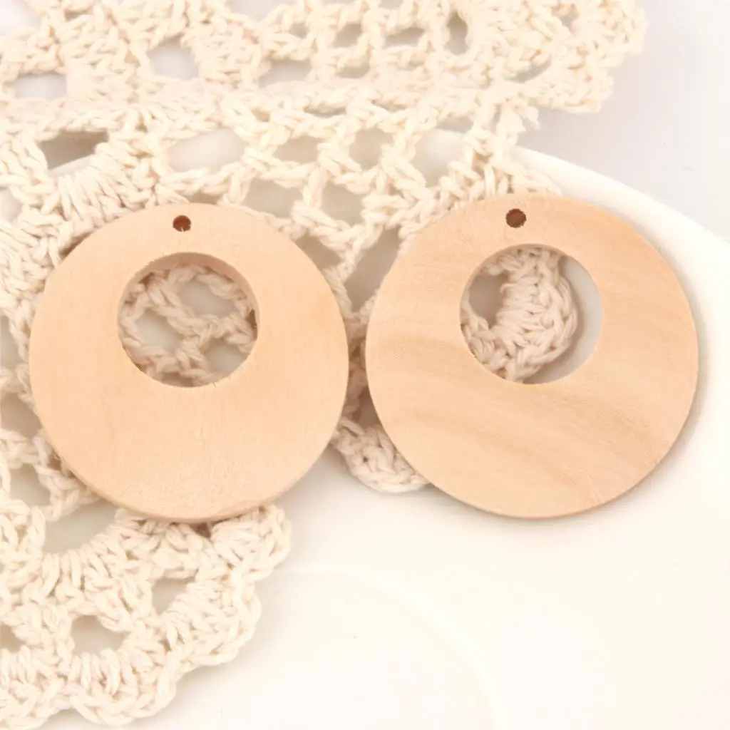 Необработанные круглые подвески из натурального дерева с большим отверстием 20
