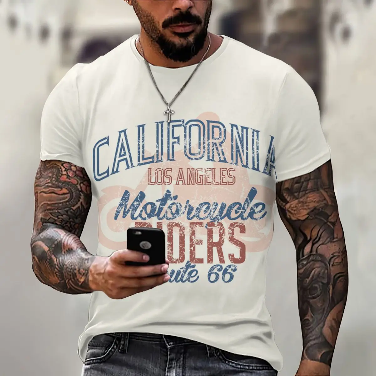 

Fashion Street Trend Men's 3D Printing Kawaii English Alphabet Pattern T-Shirts USA 66 Road Personality Wild Loose Oversize Tops