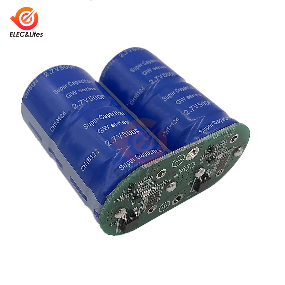 Новая версия сверх яркий конденсатор группа 5,4 V 250F(2 шт* 2,7 в 500F) Автомобильный выпрямительный конденсатор 2.7v500f с защитной платой