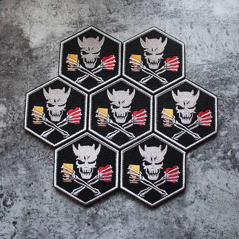 

"High Seas" Hexagonal Full-area Embroidery Velcro PDW Style Morale Badge Skull Pirate Badge Armband Patches