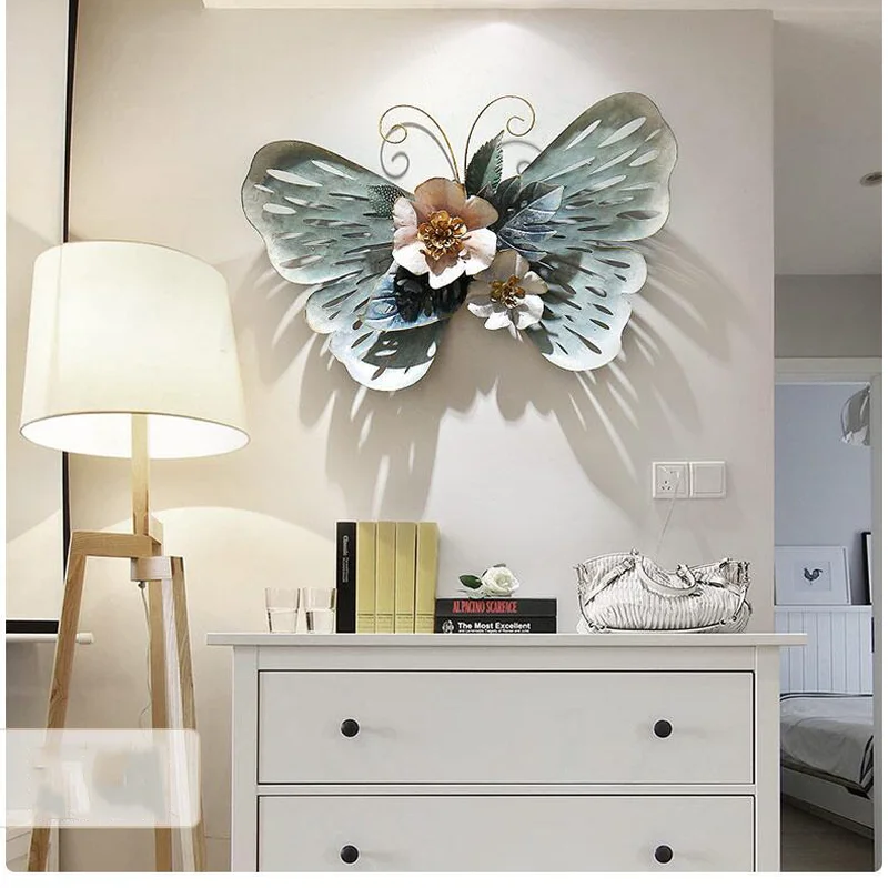 

Europe Wrought Iron Wall Butterfly Craft Decoration Metal Ornament Restaurant Hotel Home Sofa Background Wall Murals Accessories