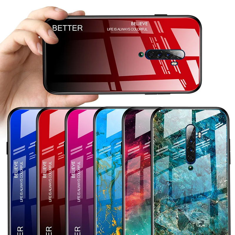 Чехол из закаленного стекла для OPPO Reno 2 роскошный градиентный мраморный чехол