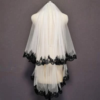 black lace whiteivory tulle 2 layers short wedding veil beautiful 2 t bridal veil with blusher comb wedding accessories