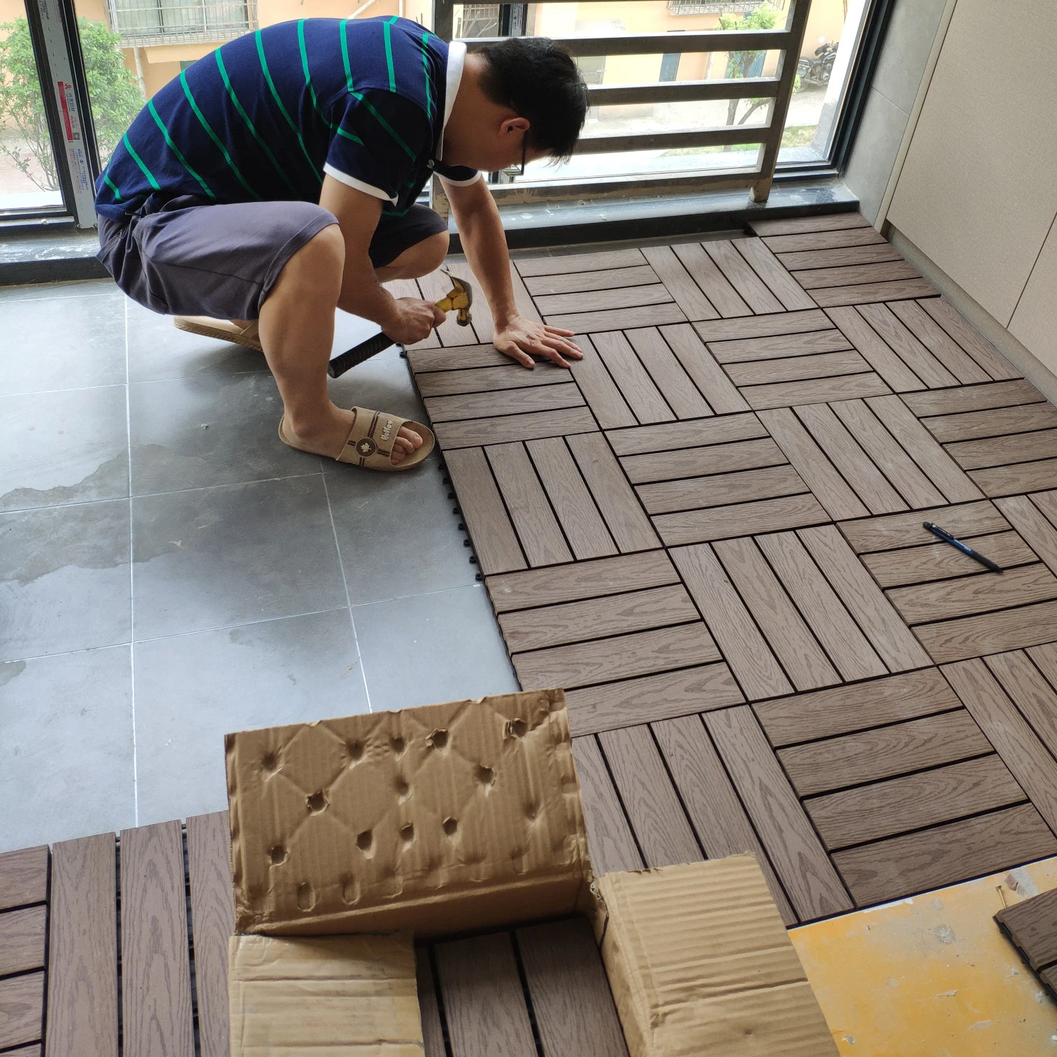 Ecological wood outdoor floor balcony DIY garden gray plastic terrace | Дом и сад