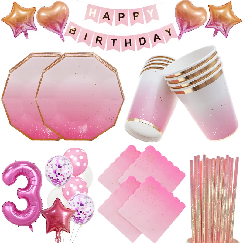 

PINK MINNIE Plates Cups napkins Birthday Party supplies Kids Disposable tableware wedding decoration Baby Shower Party favors