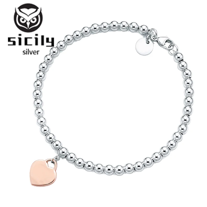 Sicily, высокое качество,,, серебро 925 пробы, tiff, сердце, браслет для женщин, Классическая мода, темперамент, роскошные ювелирные изделия