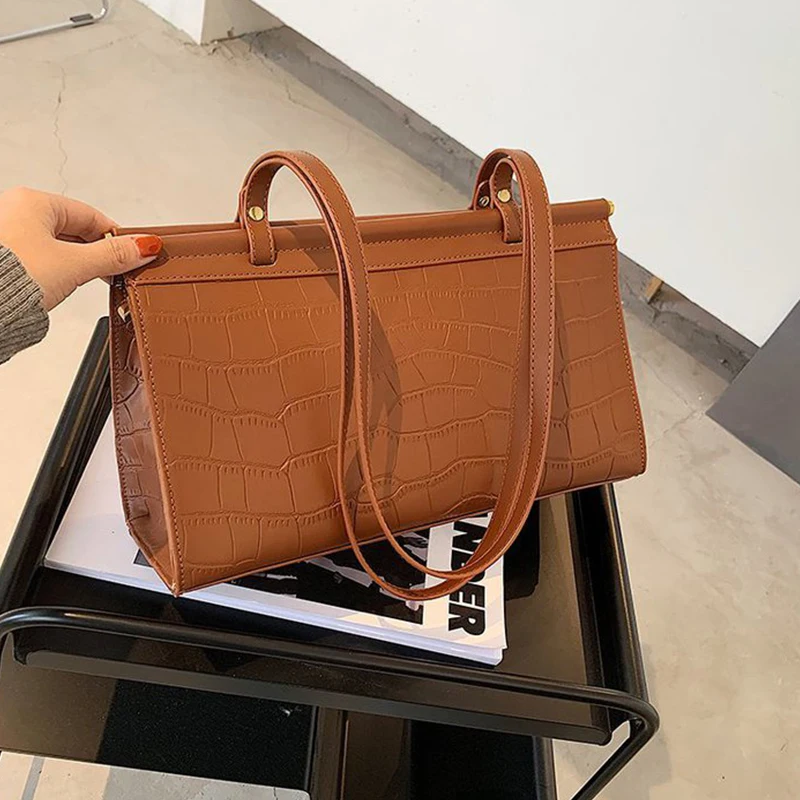 

Luxury Brand Pu Women's Shoulder Bag High-Quality Leather Crocodile Print Handbag Woman Designer Fashion Underarm Shoulder Bag
