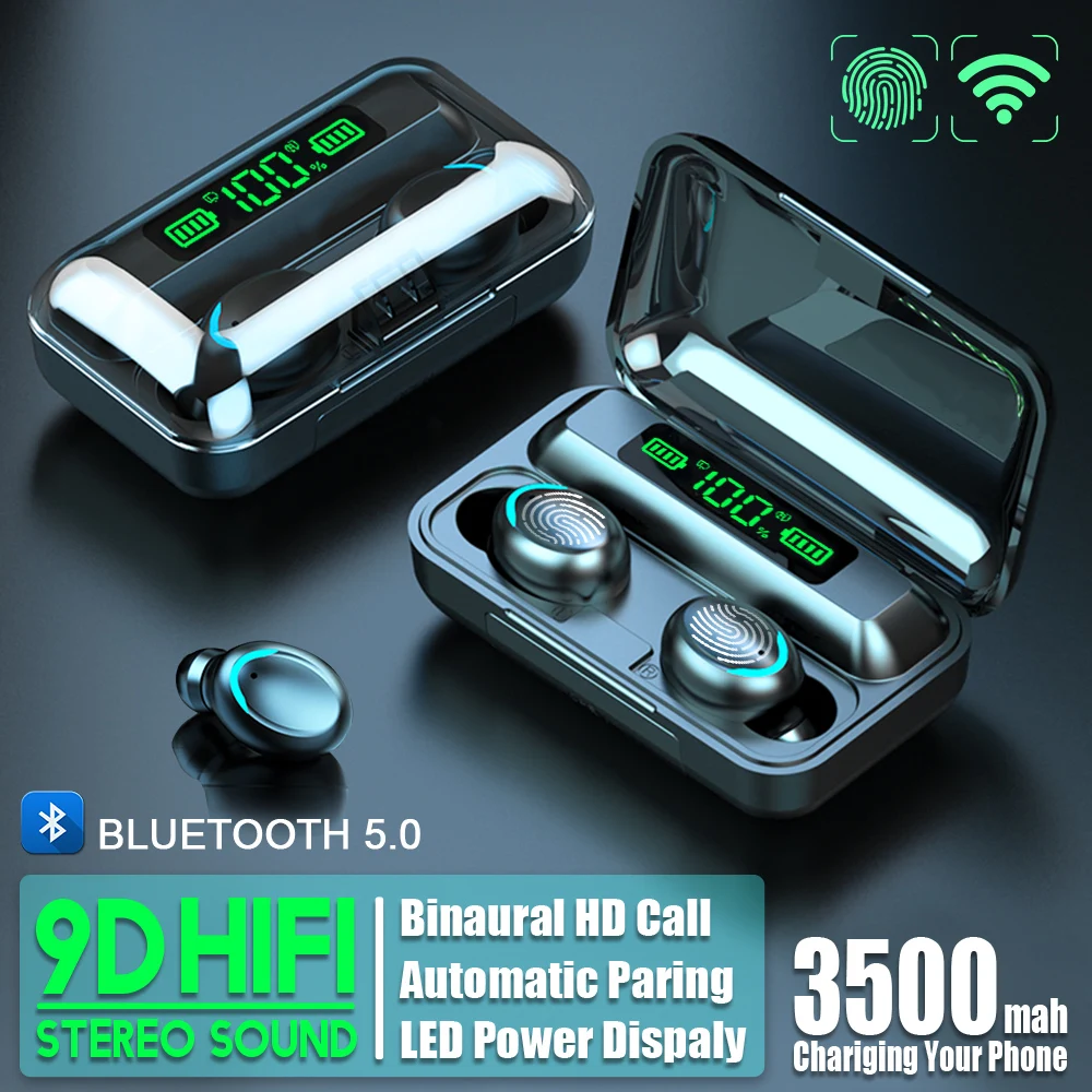 BTH-F9-5 Bluetooth 5 0 TWS цифровой дисплей Сенсорная бинауральная гарнитура с зарядным