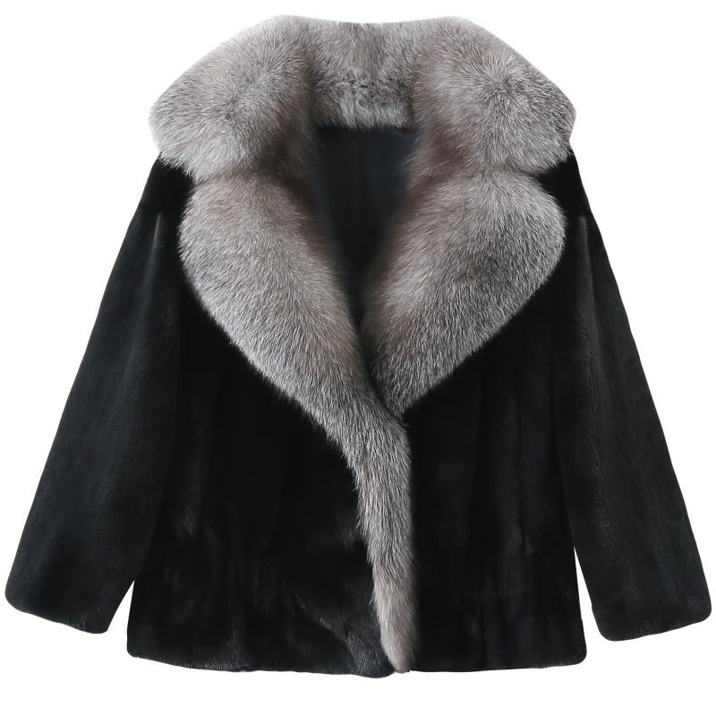 

Winter 2020 new velvet mink coat female whole mink short big haircollar loose mink fur coat