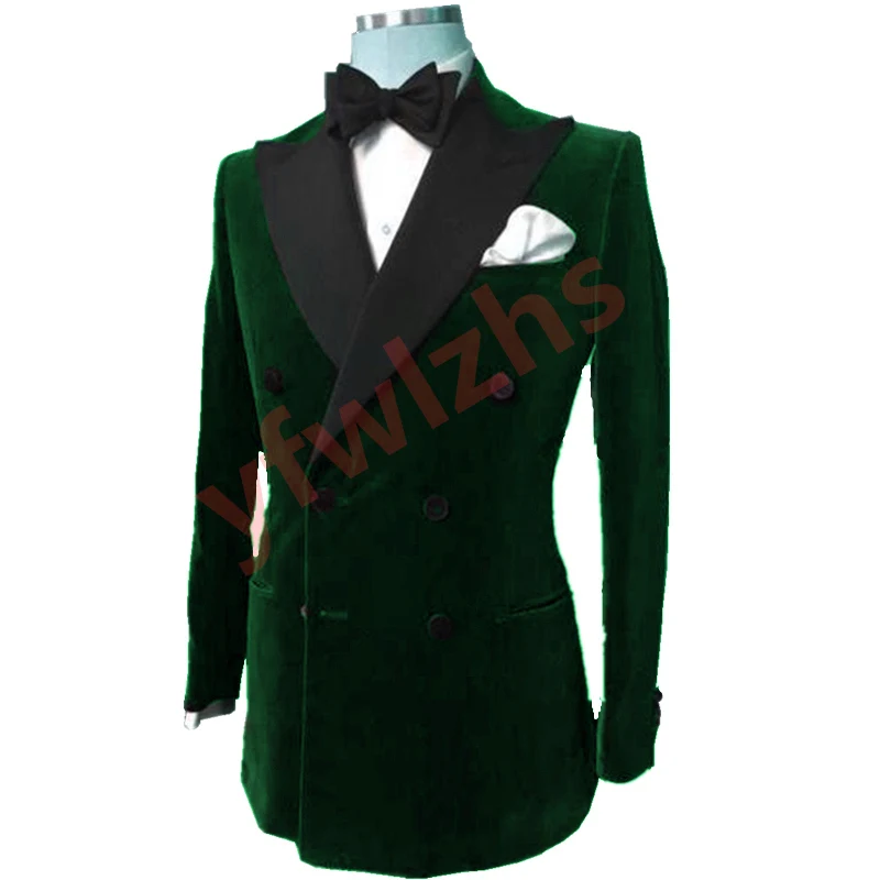 

Handsome Velveteen Groomsmen Peak Lapel Groom Tuxedos Men Suits Wedding/Prom/Dinner Best Blazer(Jacket+Pants+Tie) 209